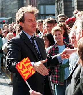 Images Dated 8th September 1997: Tony Blair Mp Prime Minister September 1997 in Scotland during his Yes Yes Campaign