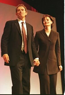 Images Dated 28th September 1999: Tony Blair MP Prime Minister September 1999 on the platform with wife Cherie