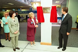Images Dated 4th July 1997: Tony Blair opening the new terminal building at Teesside Airport seen here accompanied by