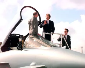 Tony Blair and Peter Mandelson Farnborough Air Show 1998 Pictured looking at Tony Blair and Peter Mandelson Farnborough Air Show 1998 Pictured looking at