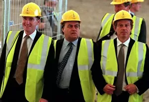Images Dated 22nd June 1998: Tony Blair, Peter Mandelson and John Prescott attend the topping out cermoney at