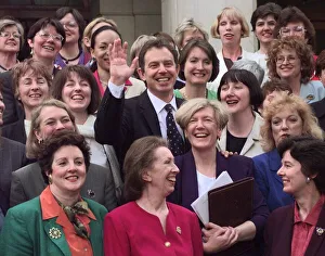 Tony Blair surrounded by some of the 101 new woman Labour MPs on first day of his new Tony Blair surrounded by some of the 101 new woman Labour MPs on first day of his new