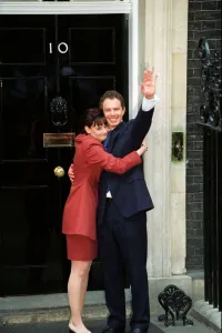 Tony Blair with wife Cherie at No 10 after election May 1997 after Labour Party won Tony Blair with wife Cherie at No 10 after election May 1997 after Labour Party won