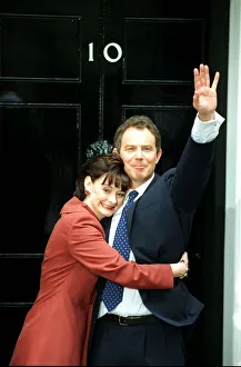 Tony Blair and wife Cherie stand at the door of 10 Downing Street waving to the crowd Tony Blair and wife Cherie stand at the door of 10 Downing Street waving to the crowd