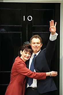 Tony and Cherie Blair at no 10 after election victory May 1997 for the New Labour party Tony and Cherie Blair at no 10 after election victory May 1997 for the New Labour party