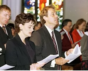 Images Dated 28th September 1997: Tony and Cherie Blair at St Peters Church in Brighton during the Labour Party Conference