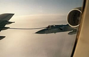 Images Dated 11th March 1992: A Tornado F3 of 43 Squadron refuels from a VC10 tanker over Scotland. March 1992