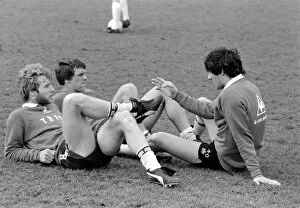 Images Dated 13th May 1981: Tottenham Hotspur FC training. Steve Archibald, Graham Roberts and Steve Perryman