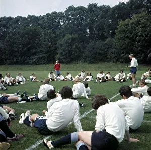 Tottenham Hotspur manager Bill Nicholson talks to the Spurs squad during a training Tottenham Hotspur manager Bill Nicholson talks to the Spurs squad during a training