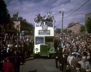 Tottenham Hotspur team return to Tottenham in an open top double decker bus with the FA Tottenham Hotspur team return to Tottenham in an open top double decker bus with the FA