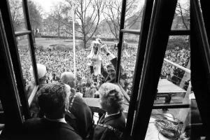 Tottenham Hotspurcapatin Danny Blanchflower holds the FA Cup trophy aloft from Tottenham Tottenham Hotspurcapatin Danny Blanchflower holds the FA Cup trophy aloft from Tottenham