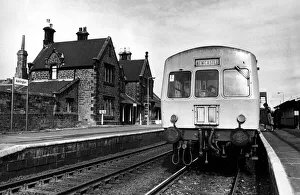The train now standing at Acklington Station on 30th March 1976 The train now standing at Acklington Station on 30th March 1976