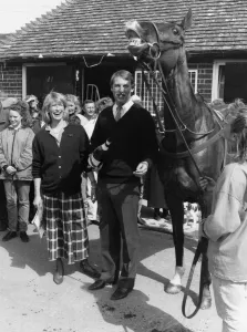Grand National Gallery: Trainer Kim Bailey and pregnant wife Tracey toast the 1990 Grand National winner Mister