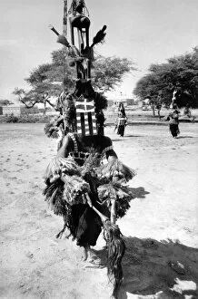 Images Dated 16th March 1970: Trans African hovercraft expedition. Wearing his mask, one of the Pagan dancers of