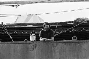 The Transglobe Expedition returns home. Sir Ranulph Fiennes aboard the Transglobe The Transglobe Expedition returns home. Sir Ranulph Fiennes aboard the Transglobe