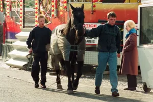 Traveller lads with one of their horses at the annual Riding the Fair procession sets off Traveller lads with one of their horses at the annual Riding the Fair procession sets off