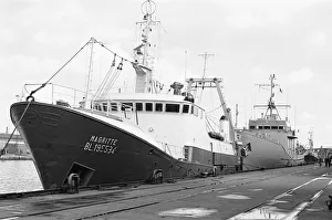 The trawler Magritte seen here tied up at St Andrews Dock with a Fisheries Protection The trawler Magritte seen here tied up at St Andrews Dock with a Fisheries Protection