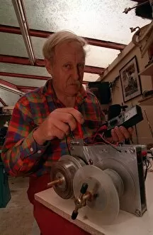 Images Dated 1st June 1993: Trevor Baylis in workshop inventor of clockwork radio 1993