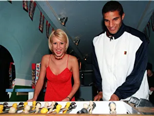 Images Dated 17th September 1997: TV Presenter Denise Van Outen with David James of Liverpool Football Club launching new