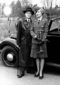 Images Dated 17th September 1997: TV Progs Allo Allo Richard Gibson in Leather coat with Kim Hartman