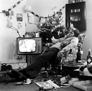 Images Dated 20th December 1970: A typical family scene around the television on Christmas day