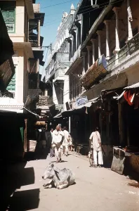A Typical Narrow Street in Varanasi Benares North India A Typical Narrow Street in Varanasi Benares North India