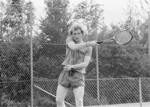 Uli Hoeness Bayern Munich and West Germany Forward playing tennis in Munich, Germany Uli Hoeness Bayern Munich and West Germany Forward playing tennis in Munich, Germany