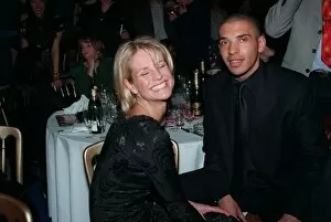 Images Dated 11th February 1998: Ulrika Jonsson TV Presenter February 98 At the Britt awards sitting with boyfriend