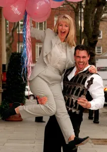 Presenters Gallery: Ulrika Jonsson TV Presenter with Gladiators Trojan