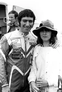 Ulster Grand Prix Motorcycle Races At Dundrod August 81 Joey Dunlop with one of his Ulster Grand Prix Motorcycle Races At Dundrod August 81 Joey Dunlop with one of his