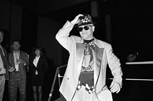 Images Dated 17th May 1989: An unexpected photo call with Elton John. He is performing at the National Exhibition