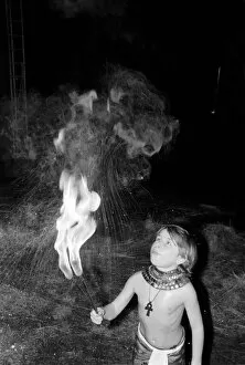 Images Dated 22nd December 1976: Unusual: Children. Fire Eater. 9 year old Tony Walls. Tony spitting a ball of flame