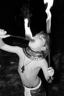 Images Dated 22nd December 1976: Unusual: Children. Fire Eater. 9 year old Tony Walls.Tony at his Fire Swallowing Act