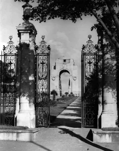 Unusual view of Leicester War Memorial in Victoria Park. 2nd July 1935