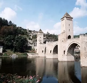 Valentre Bridge at Cahors in the French Pyrenees circa 1985