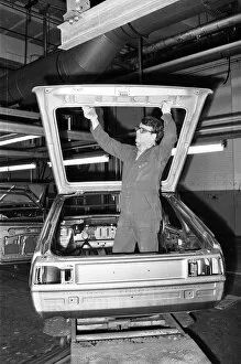 Vauxhall car worker Ken Brown on the assembly line at the Vauxhall factory in Luton