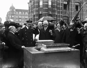 Vice Admiral Sir Roger Keyes and Lord Emmott laying the foundation stone of the Zeebrugge Vice Admiral Sir Roger Keyes and Lord Emmott laying the foundation stone of the Zeebrugge