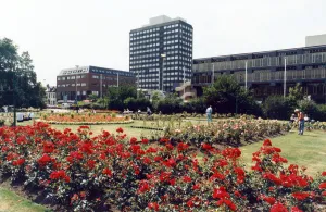 Victoria Gardens with Cleveland Centre and Church House. 17th July 1989 Victoria Gardens with Cleveland Centre and Church House. 17th July 1989