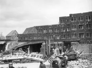 A view of the heavily damaged Coventry and Warwick hopsital after the city was targeted A view of the heavily damaged Coventry and Warwick hopsital after the city was targeted