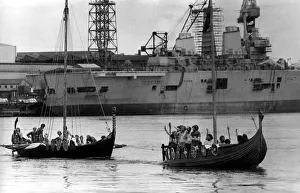 Two Viking long ships on the river Tyne on 24th July 1980 Two Viking long ships on the river Tyne on 24th July 1980