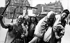 Vikings charging round Newcastle city centre on 17th March 1973 Vikings charging round Newcastle city centre on 17th March 1973