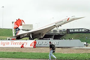 Virgin Group staff hijacking the British Airways Concorde model that stands at Virgin Group staff hijacking the British Airways Concorde model that stands at