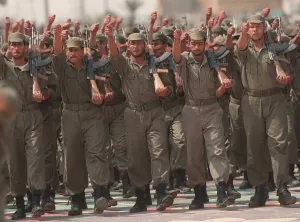Volunteer Reserve Army Parade in Iraq May 1998 Crowds / groups of soldiers marching Volunteer Reserve Army Parade in Iraq May 1998 Crowds / groups of soldiers marching