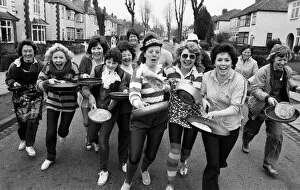 Images Dated 23rd February 1982: Wainbody Avenue pancake race. 23rd February 1982