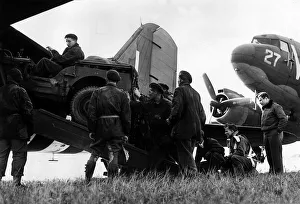 War: France Airborne September 1944 A jeep unloaded by men of the airborn division War: France Airborne September 1944 A jeep unloaded by men of the airborn division