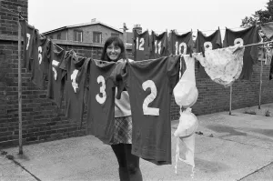 Washing day for Orient Girls football team. 27th September 1970 Washing day for Orient Girls football team. 27th September 1970
