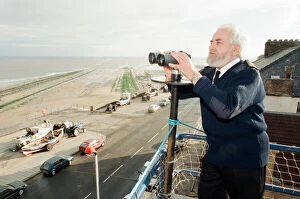 Images Dated 31st October 1996: Watch keeper, Dave Ball, at the Redcar Lookout Tower, The National Coastwatch