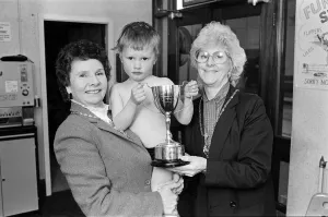00786 Gallery: Water baby William receives his trophy from the Mayoress (left) and Deputy Mayoress