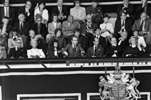 Images Dated 19th May 1984: Watford chairman Elton John pictured watching the 1984 FA Cup Final at Wembley Stadium