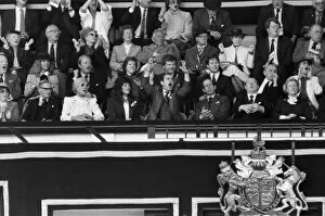 Images Dated 19th May 1984: Watford chairman Elton John pictured watching the 1984 FA Cup Final at Wembley Stadium